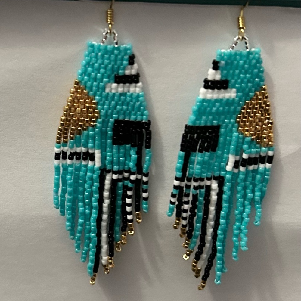 Beaded geometrical pattern earrings